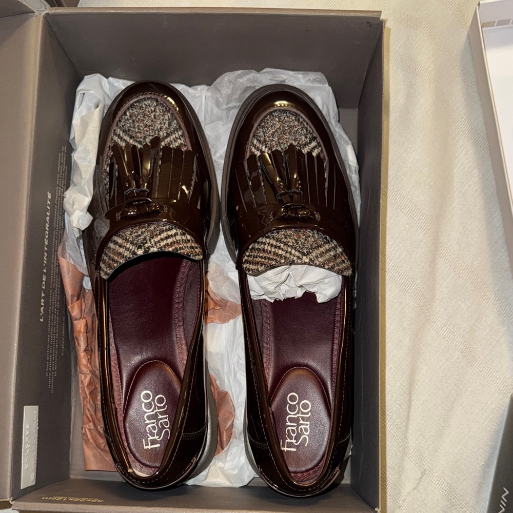 Franco Sarto Women's Burgundy and Tweed Loafers